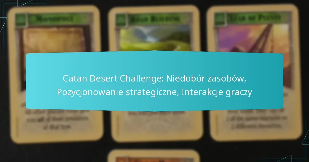 Catan Desert Challenge: Niedobór zasobów, Pozycjonowanie strategiczne, Interakcje graczy
