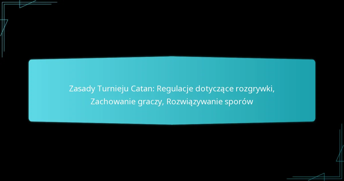 Zasady Turnieju Catan: Regulacje dotyczące rozgrywki, Zachowanie graczy, Rozwiązywanie sporów