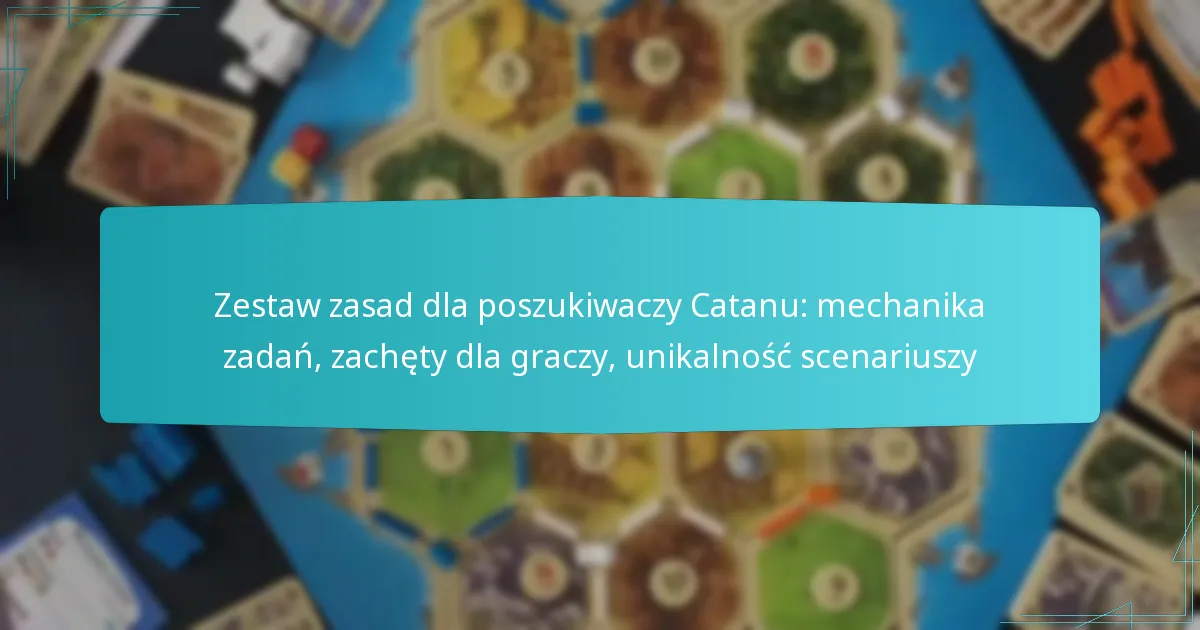 Zestaw zasad dla poszukiwaczy Catanu: mechanika zadań, zachęty dla graczy, unikalność scenariuszy