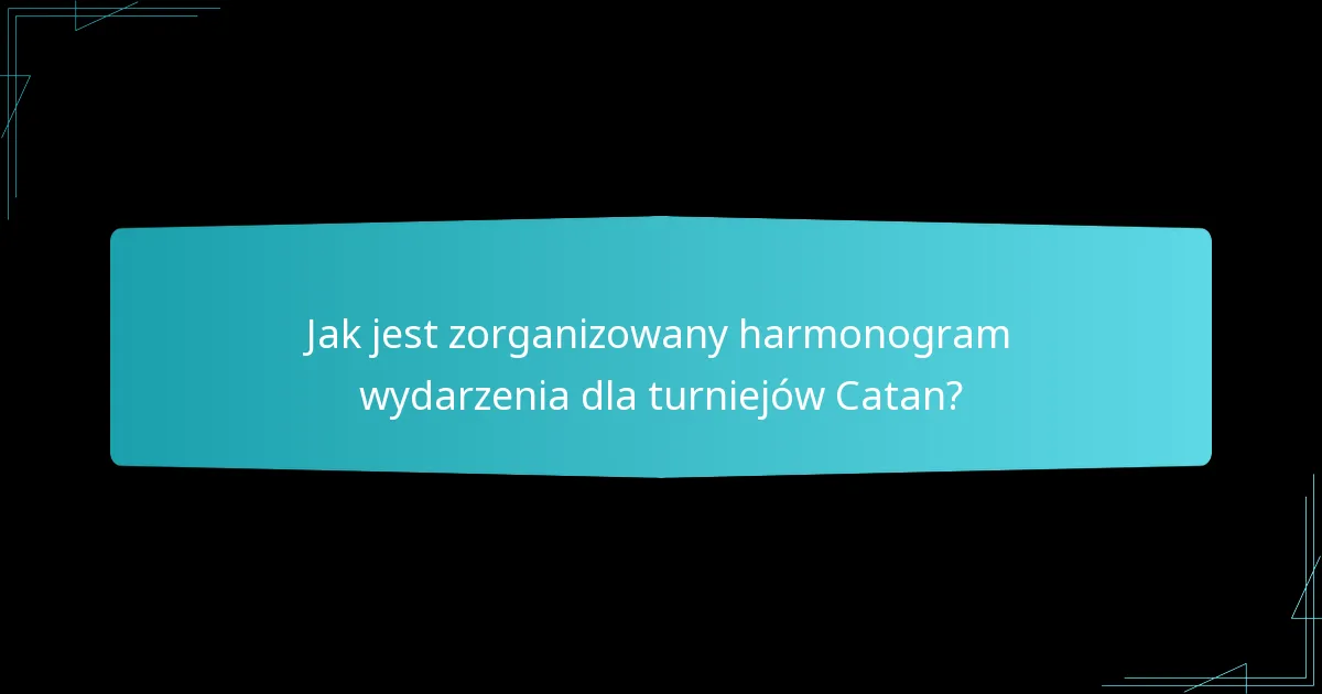 Jak jest zorganizowany harmonogram wydarzenia dla turniejów Catan?